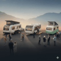 drie caravans naast elkaar