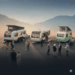 drie caravans naast elkaar